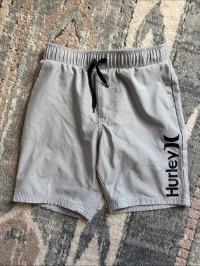 Hurley boy's Light Gray Athletic Shorts with Black Drawstring